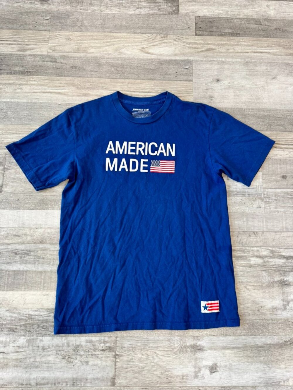 American Giant blue flag collection mens t-shirt short sleeve size large J49